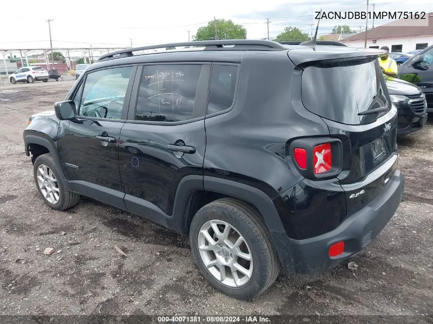 2021 Jeep Renegade Latitude 4X4 VIN: ZACNJDBB1MPM75162 Lot: 40071381