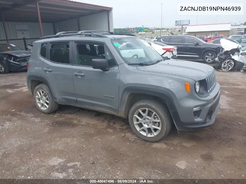 2022 Jeep Renegade Latitude 4X4 VIN: ZACNJDB19NPN46939 Lot: 40047496