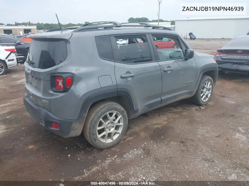 2022 Jeep Renegade Latitude 4X4 VIN: ZACNJDB19NPN46939 Lot: 40047496