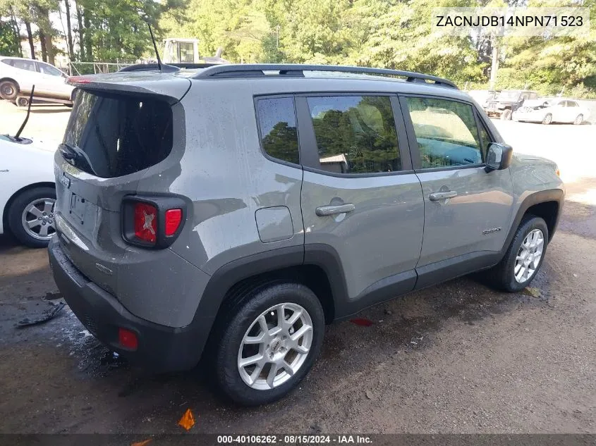 ZACNJDB14NPN71523 2022 Jeep Renegade Latitude 4X4