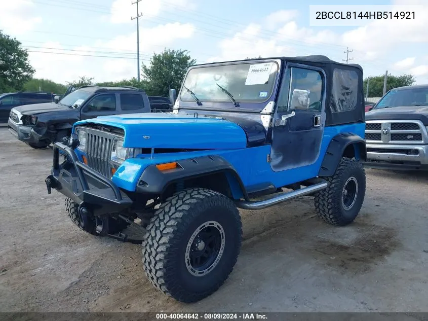 2BCCL8144HB514921 1987 Jeep Wrangler Laredo