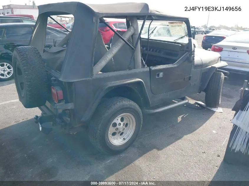 2J4FY19E3KJ149656 1989 Jeep Wrangler / Yj