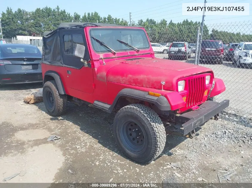 1989 Jeep Wrangler / Yj VIN: 2J4FY19E3KJ107455 Lot: 39989296