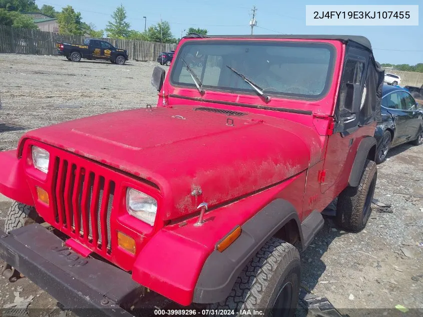 1989 Jeep Wrangler / Yj VIN: 2J4FY19E3KJ107455 Lot: 39989296