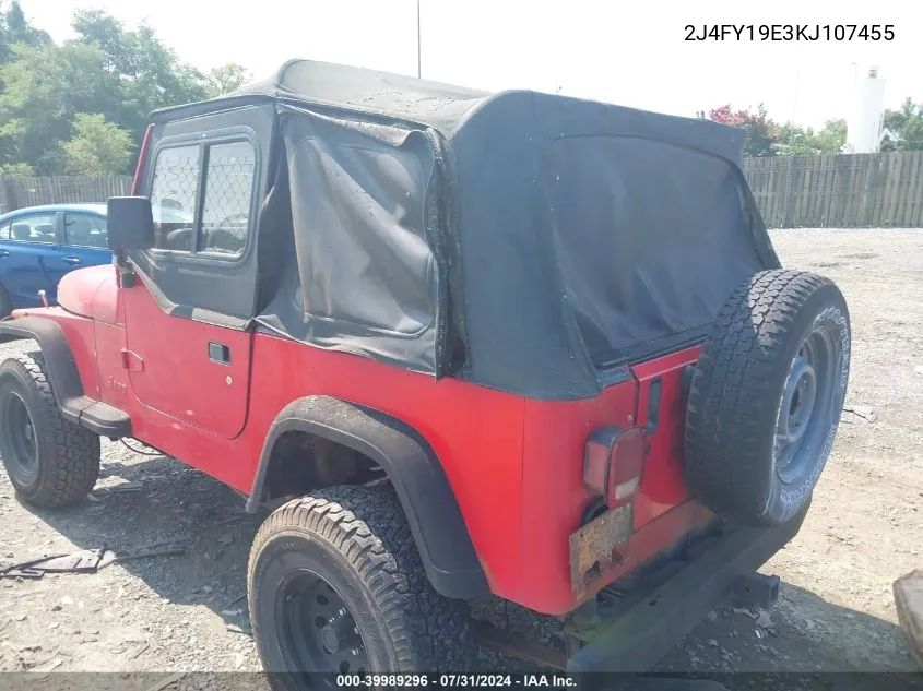 2J4FY19E3KJ107455 1989 Jeep Wrangler / Yj