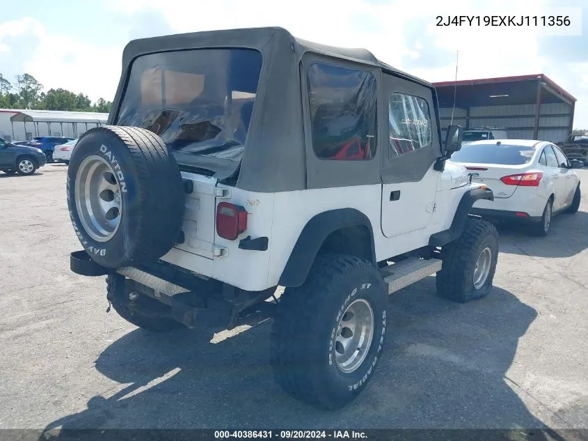 2J4FY19EXKJ111356 1989 Jeep Wrangler / Yj