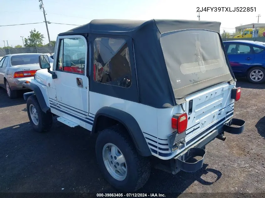 1990 Jeep Wrangler / Yj Islander VIN: 2J4FY39TXLJ522851 Lot: 39863405