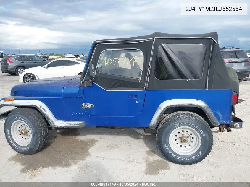 2J4FY19E3LJ552554 1990 Jeep Wrangler / Yj S