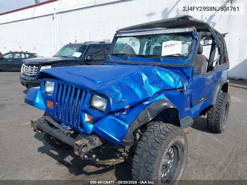 1992 Jeep Wrangler / Yj VIN: 2J4FY29S8NJ501761 Lot: 40126477