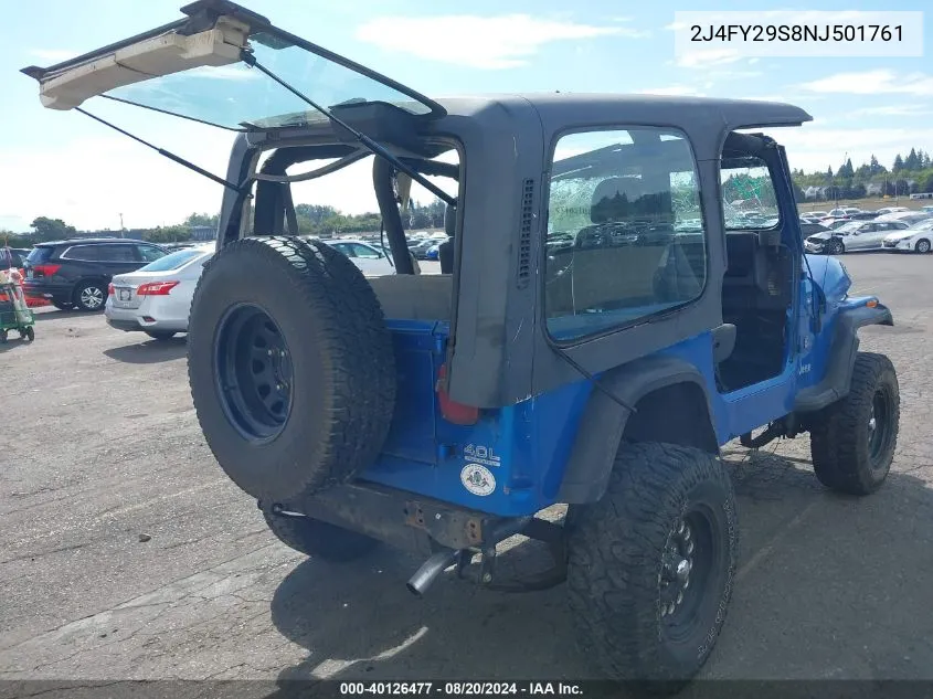 1992 Jeep Wrangler / Yj VIN: 2J4FY29S8NJ501761 Lot: 40126477