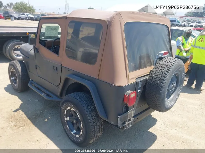 1995 Jeep Wrangler / Yj S/Rio Grande VIN: 1J4FY19P6SP286756 Lot: 39838926