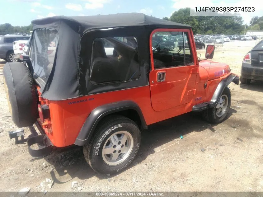 1995 Jeep Wrangler / Yj Se VIN: 1J4FY29S8SP274523 Lot: 39869274