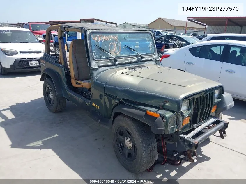 1995 Jeep Wrangler / Yj S/Rio Grande VIN: 1J4FY19P2SP277570 Lot: 40016548