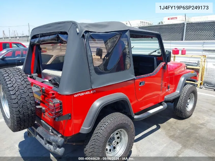 1995 Jeep Wrangler / Yj S/Rio Grande VIN: 1J4FY19P6SP249173 Lot: 40045629