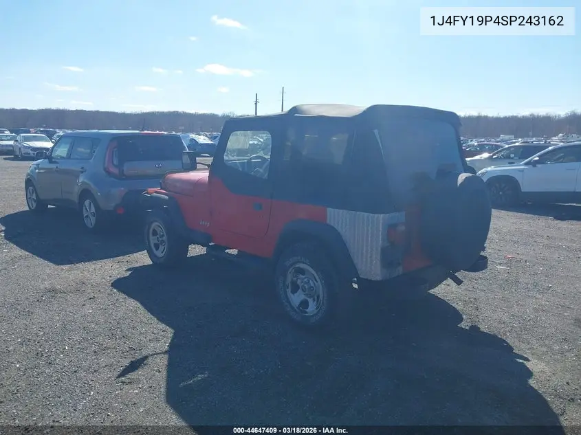 1995 Jeep Wrangler / Yj S/Rio Grande VIN: 1J4FY19P4SP243162 Lot: 44647409
