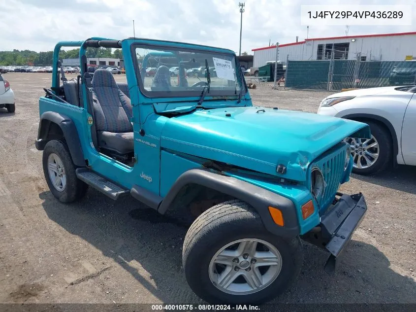 1997 Jeep Wrangler Se VIN: 1J4FY29P4VP436289 Lot: 40010575