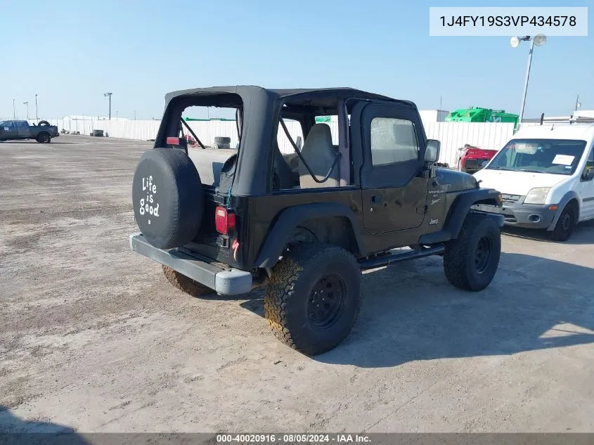 1997 Jeep Wrangler Sport VIN: 1J4FY19S3VP434578 Lot: 40020916