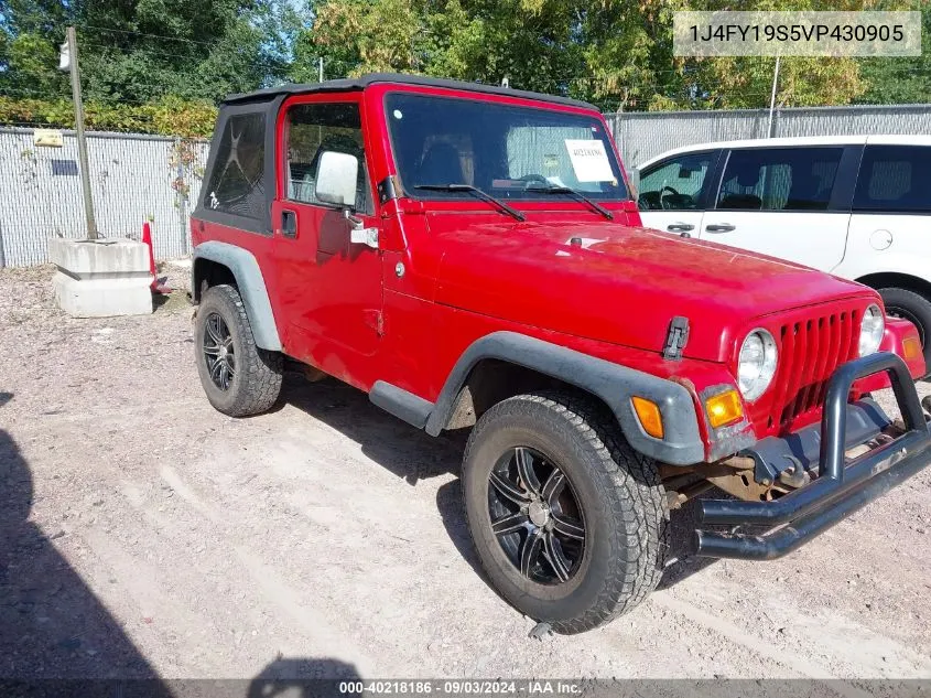 1997 Jeep Wrangler Sport VIN: 1J4FY19S5VP430905 Lot: 40218186