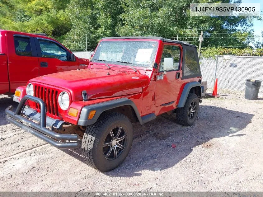 1997 Jeep Wrangler Sport VIN: 1J4FY19S5VP430905 Lot: 40218186