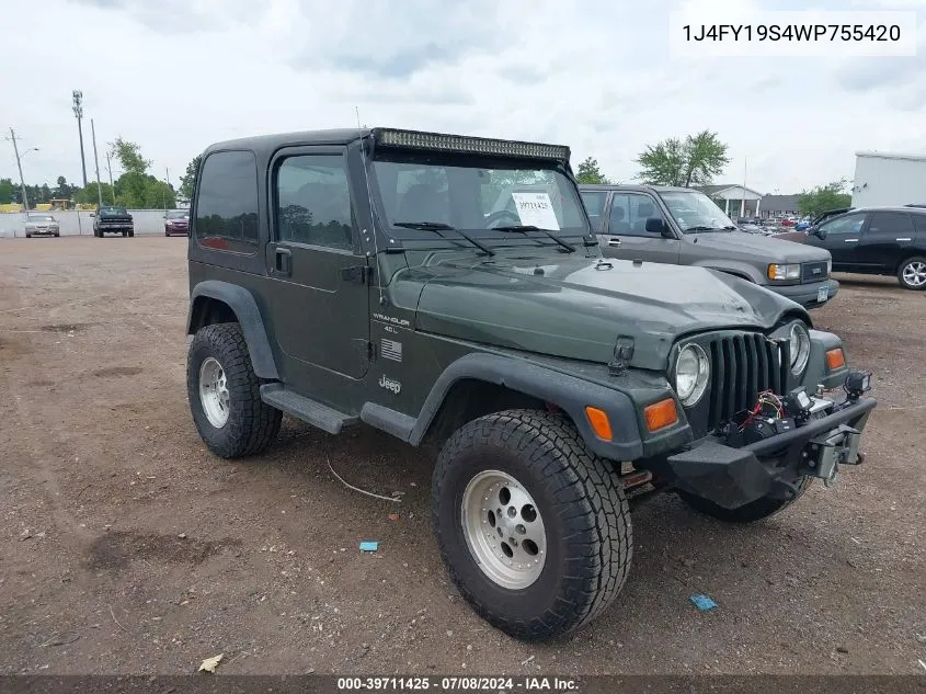 1998 Jeep Wrangler Sport VIN: 1J4FY19S4WP755420 Lot: 39711425