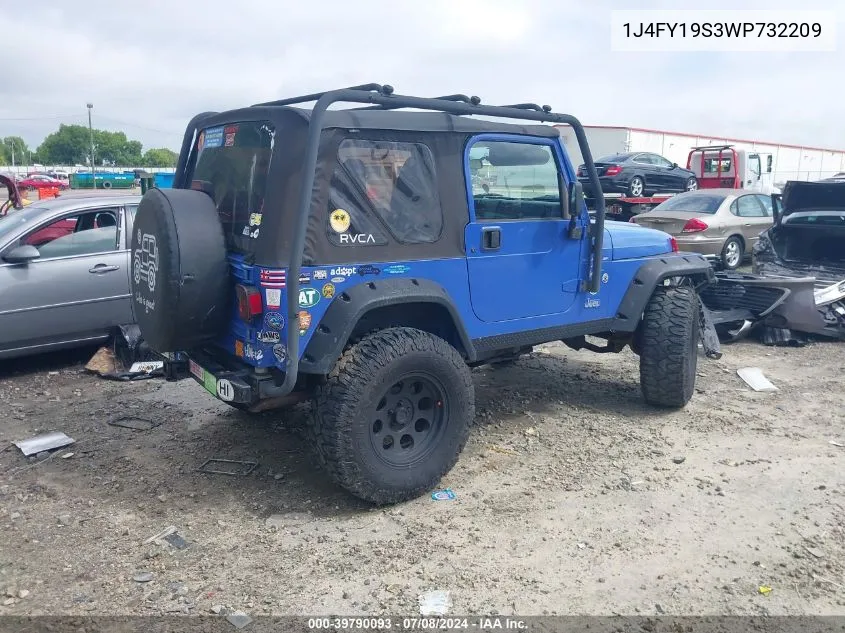 1998 Jeep Wrangler / Tj Sport VIN: 1J4FY19S3WP732209 Lot: 39790093