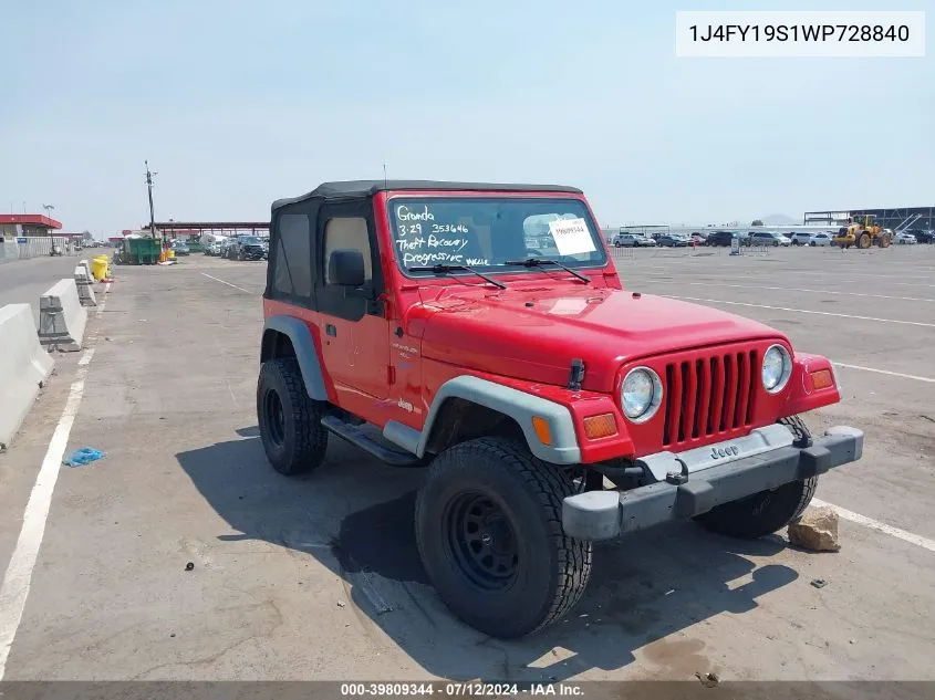 1J4FY19S1WP728840 1998 Jeep Wrangler Sport