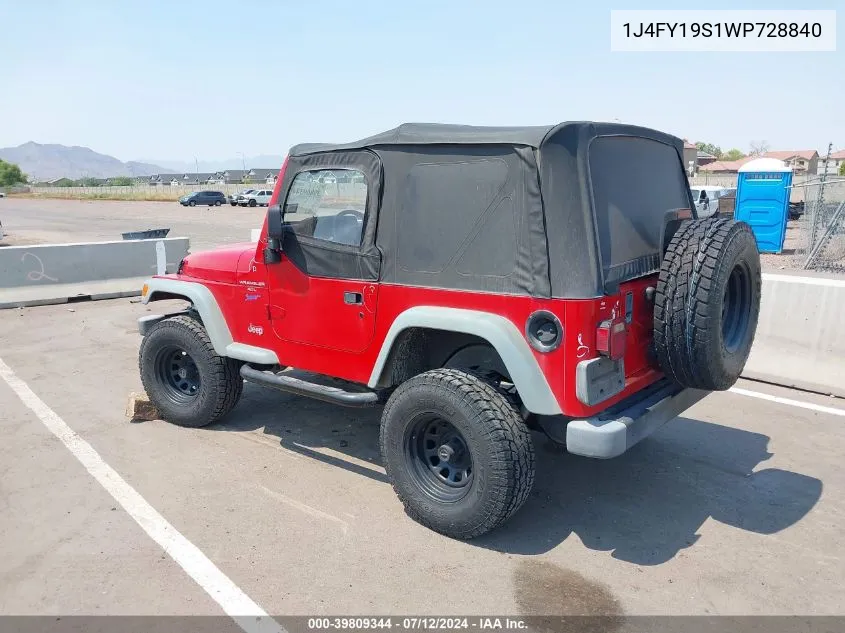 1J4FY19S1WP728840 1998 Jeep Wrangler Sport