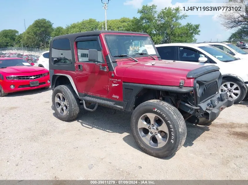 1J4FY19S3WP773102 1998 Jeep Wrangler Sport