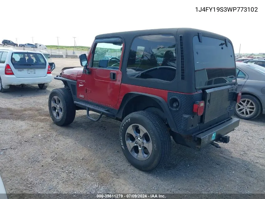 1J4FY19S3WP773102 1998 Jeep Wrangler Sport