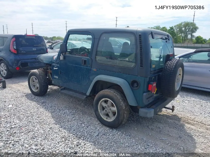 1998 Jeep Wrangler Sport VIN: 1J4FY19S0WP705386 Lot: 39824562