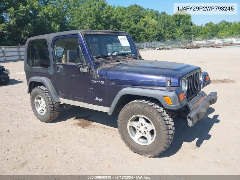 1998 Jeep Wrangler Se VIN: 1J4FY29P2WP793245 Lot: 39856938