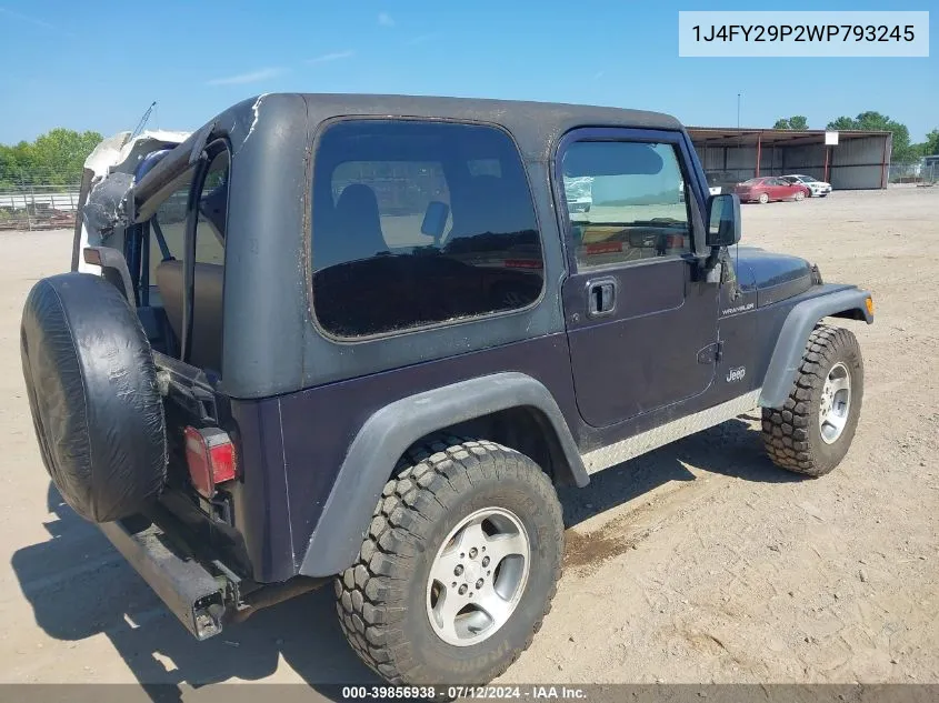 1998 Jeep Wrangler Se VIN: 1J4FY29P2WP793245 Lot: 39856938