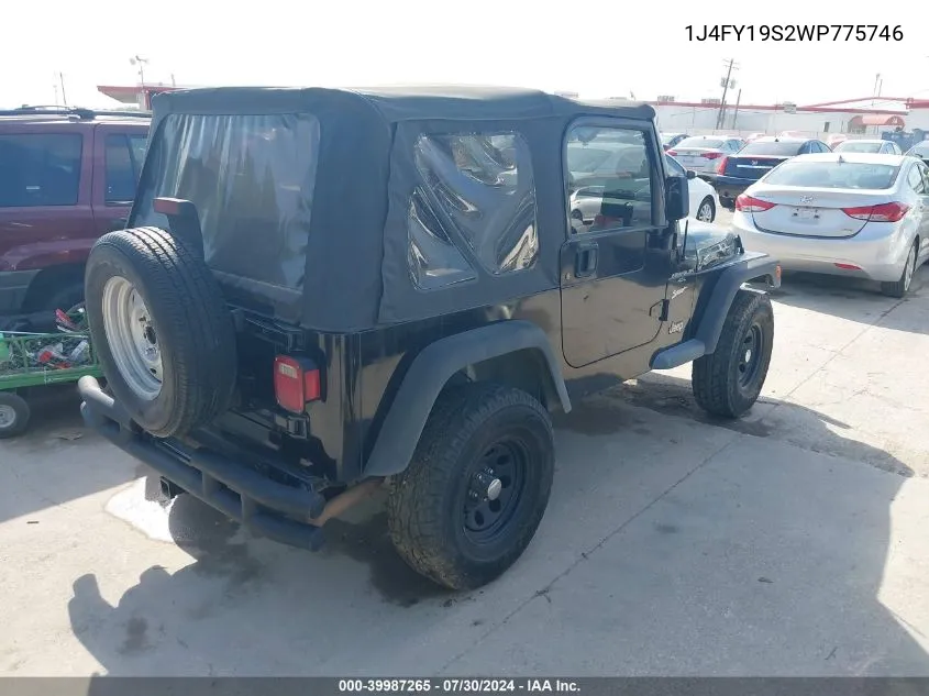 1998 Jeep Wrangler Sport VIN: 1J4FY19S2WP775746 Lot: 39987265