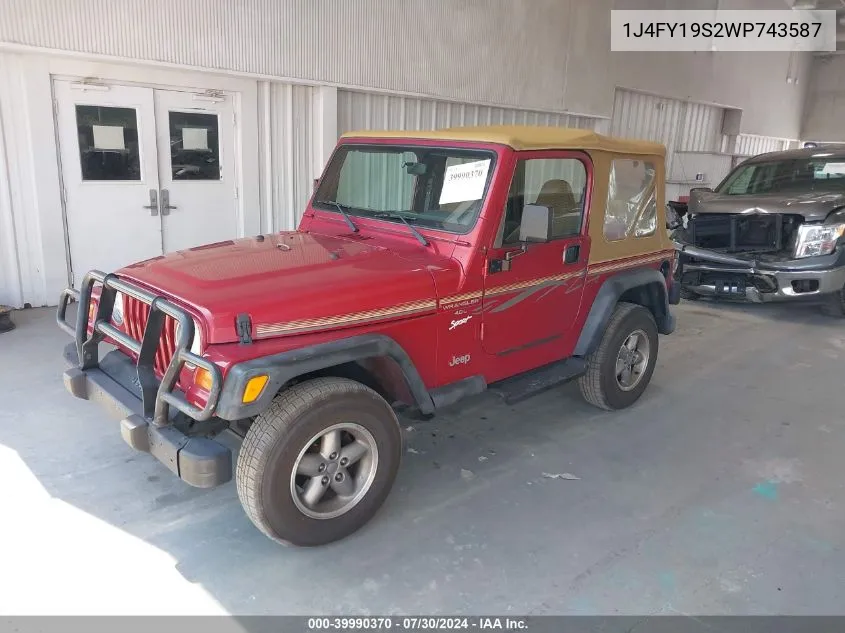 1J4FY19S2WP743587 1998 Jeep Wrangler Sport