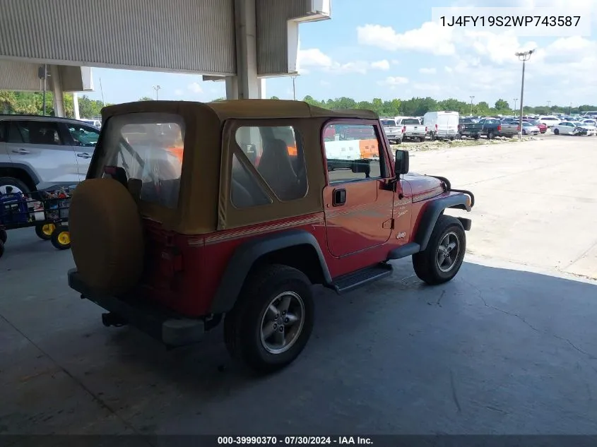 1J4FY19S2WP743587 1998 Jeep Wrangler Sport