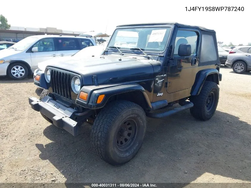 1998 Jeep Wrangler / Tj Sport VIN: 1J4FY19S8WP787240 Lot: 40031311