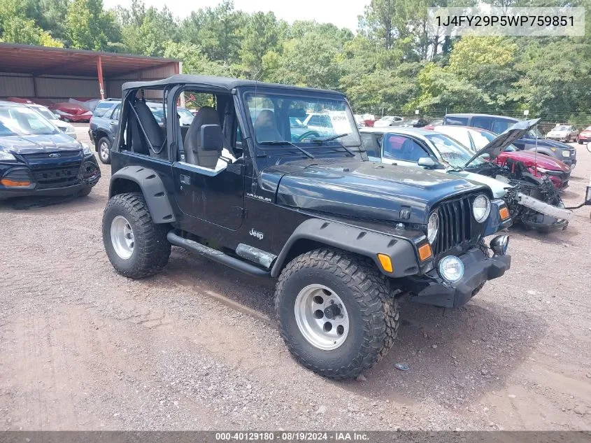 1998 Jeep Wrangler Se VIN: 1J4FY29P5WP759851 Lot: 40129180