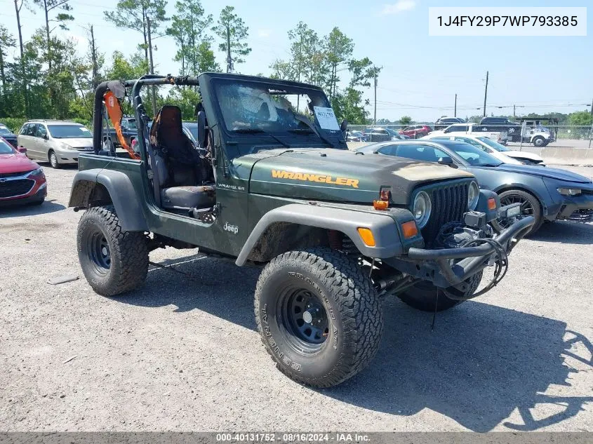 1998 Jeep Wrangler Se VIN: 1J4FY29P7WP793385 Lot: 40131752