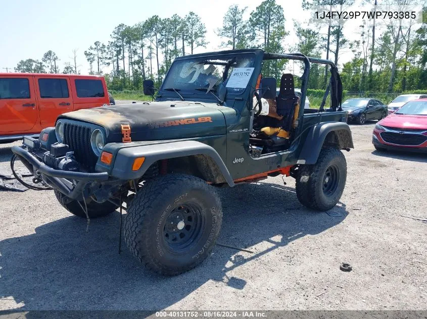 1998 Jeep Wrangler Se VIN: 1J4FY29P7WP793385 Lot: 40131752