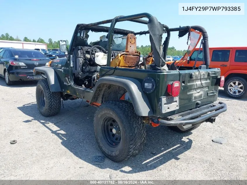 1998 Jeep Wrangler Se VIN: 1J4FY29P7WP793385 Lot: 40131752