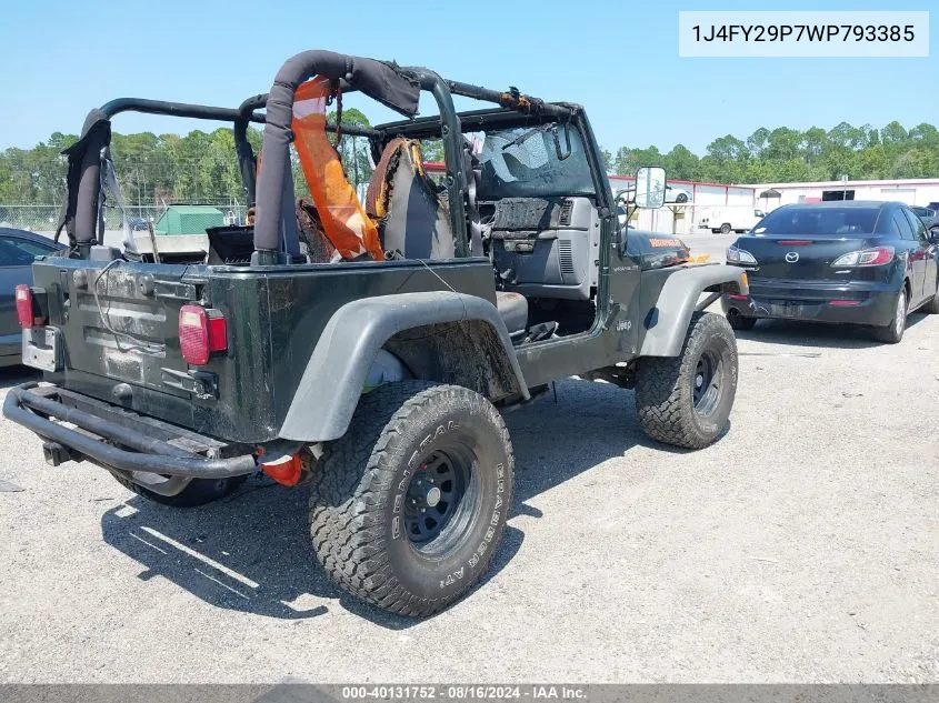 1998 Jeep Wrangler Se VIN: 1J4FY29P7WP793385 Lot: 40131752