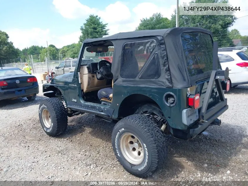 1999 Jeep Wrangler Se VIN: 1J4FY29P4XP438644 Lot: 39770286