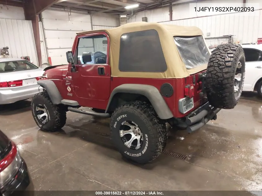 1999 Jeep Wrangler Sport VIN: 1J4FY19S2XP402093 Lot: 39815822