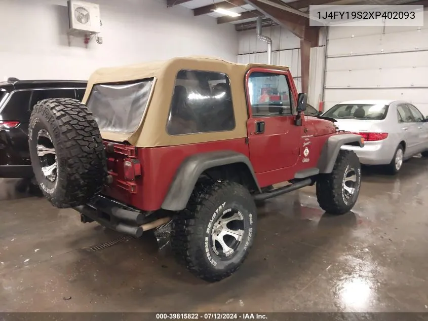 1999 Jeep Wrangler Sport VIN: 1J4FY19S2XP402093 Lot: 39815822