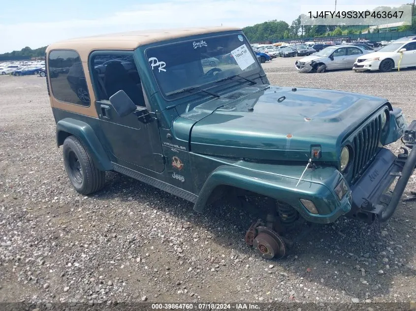 1999 Jeep Wrangler Sahara VIN: 1J4FY49S3XP463647 Lot: 39864760