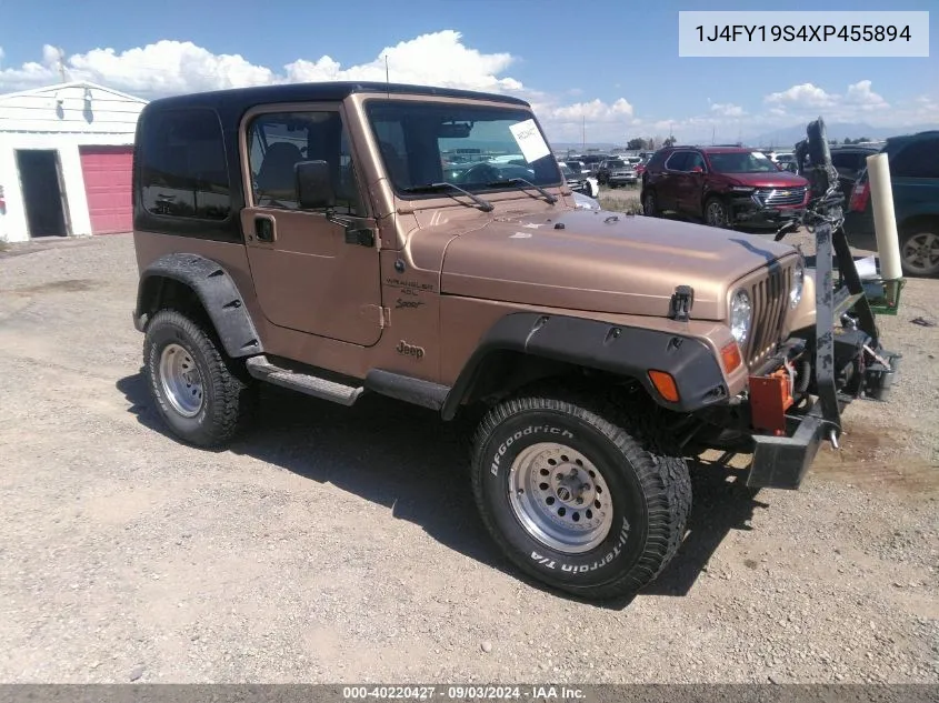 1999 Jeep Wrangler Sport VIN: 1J4FY19S4XP455894 Lot: 40220427