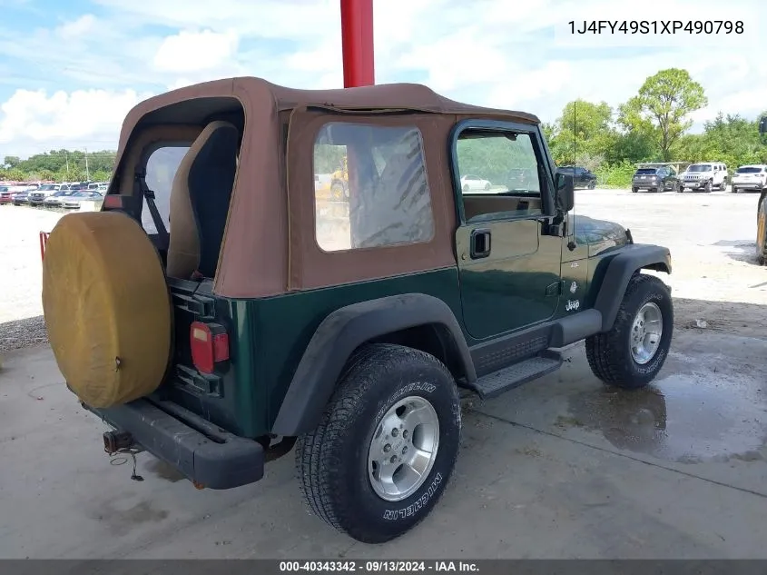 1999 Jeep Wrangler Sahara VIN: 1J4FY49S1XP490798 Lot: 40343342