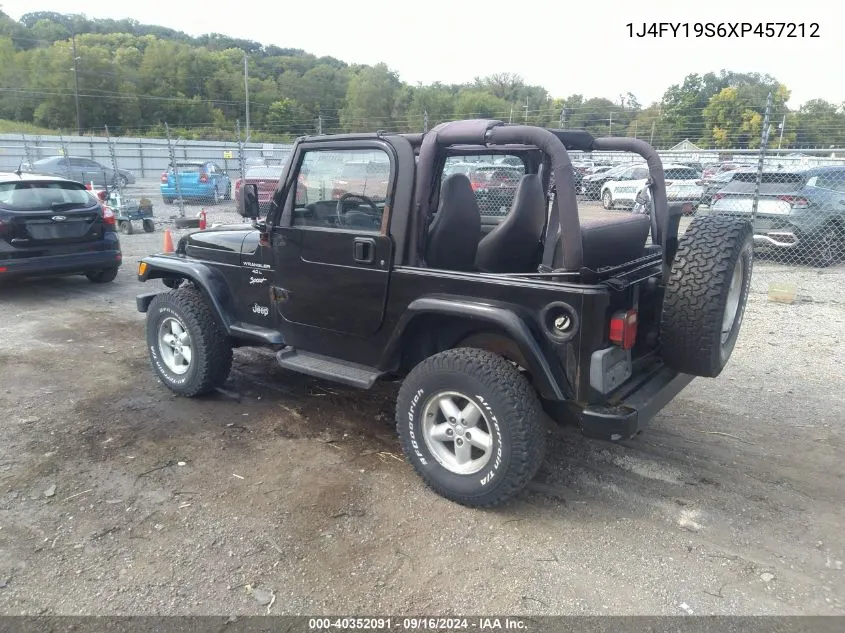 1999 Jeep Wrangler Sport VIN: 1J4FY19S6XP457212 Lot: 40352091