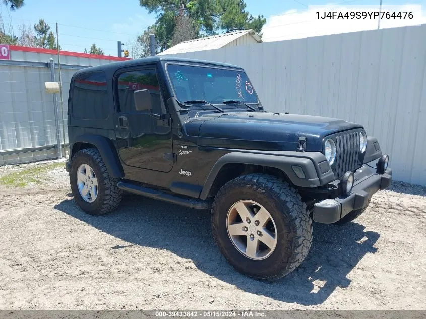 1J4FA49S9YP764476 2000 Jeep Wrangler Sport