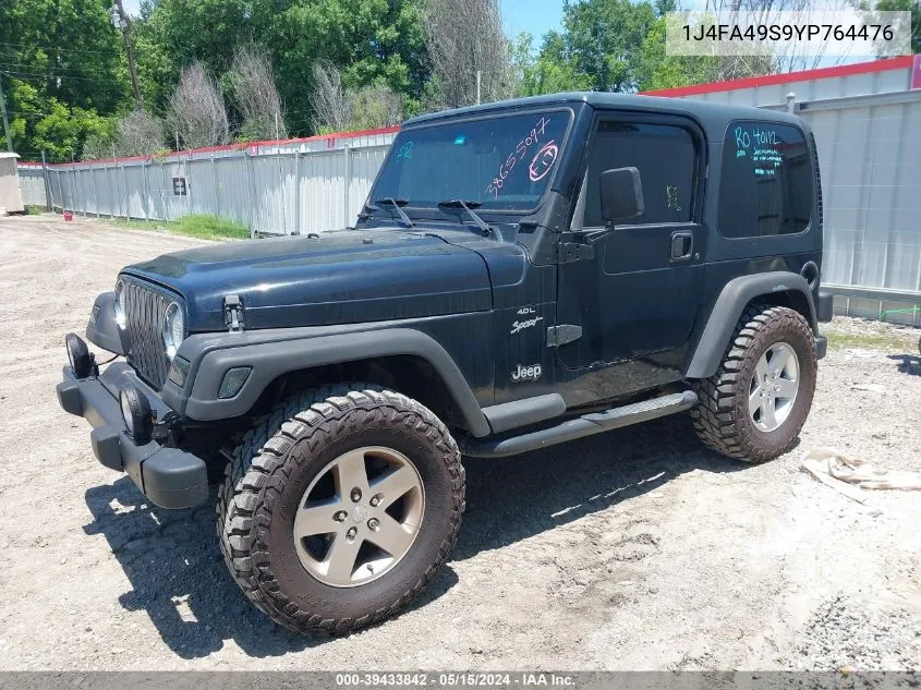 2000 Jeep Wrangler Sport VIN: 1J4FA49S9YP764476 Lot: 39433842